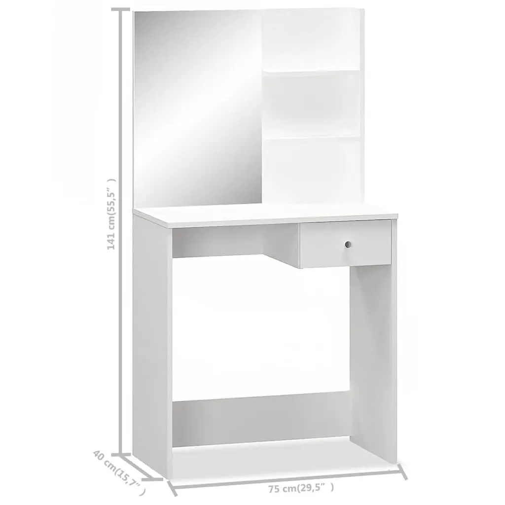 White Dressing Table with Storage for Bedrooms