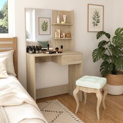 Elegant Bedroom Vanity Unit with Drawer and Shelving