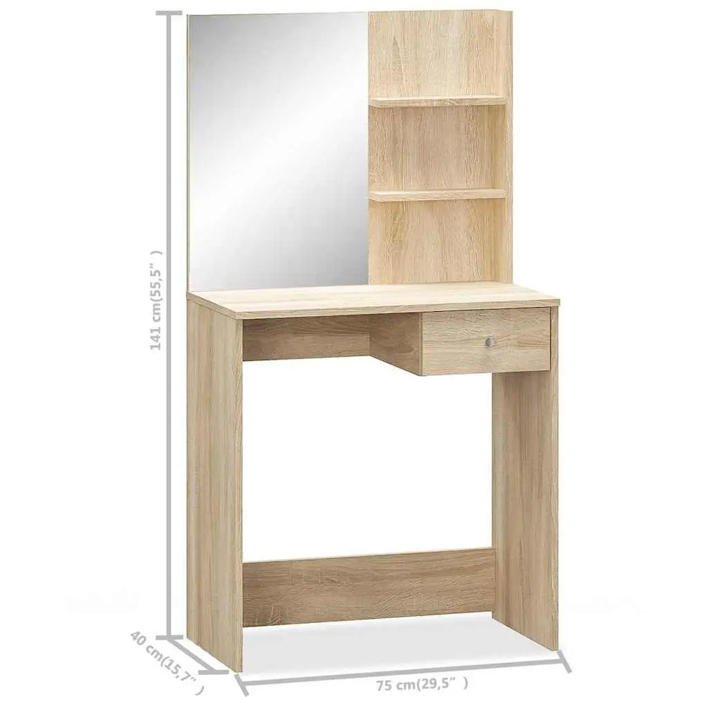 Bedroom Vanity Unit with Drawer and Shelving