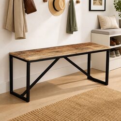 Charming Solid Mango Wood Bench for Entryways