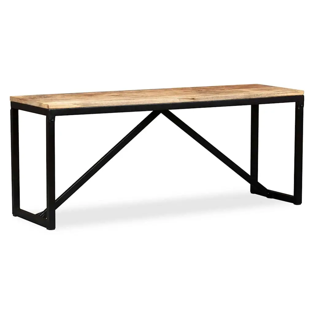 Solid Mango Wood Bench Industrial Hall Storage Entryway Furniture Brown