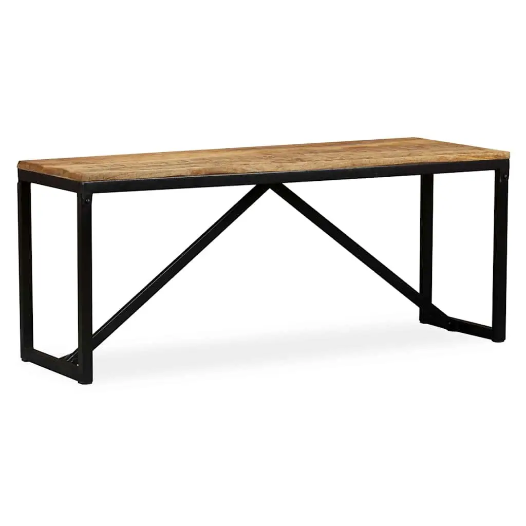 Solid Mango Wood Bench Industrial Hall Storage Entryway Furniture Brown