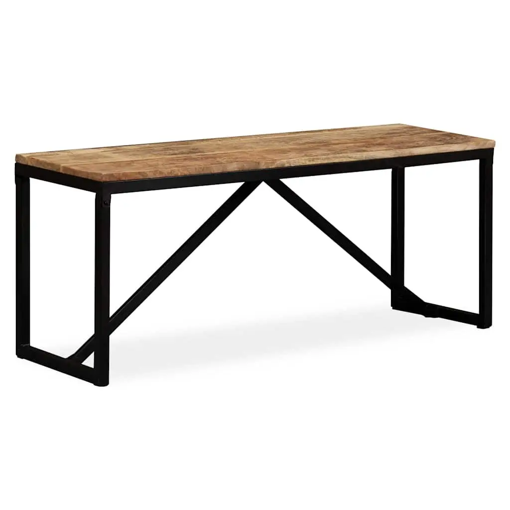 Solid Mango Wood Bench Industrial Hall Storage Entryway Furniture Brown