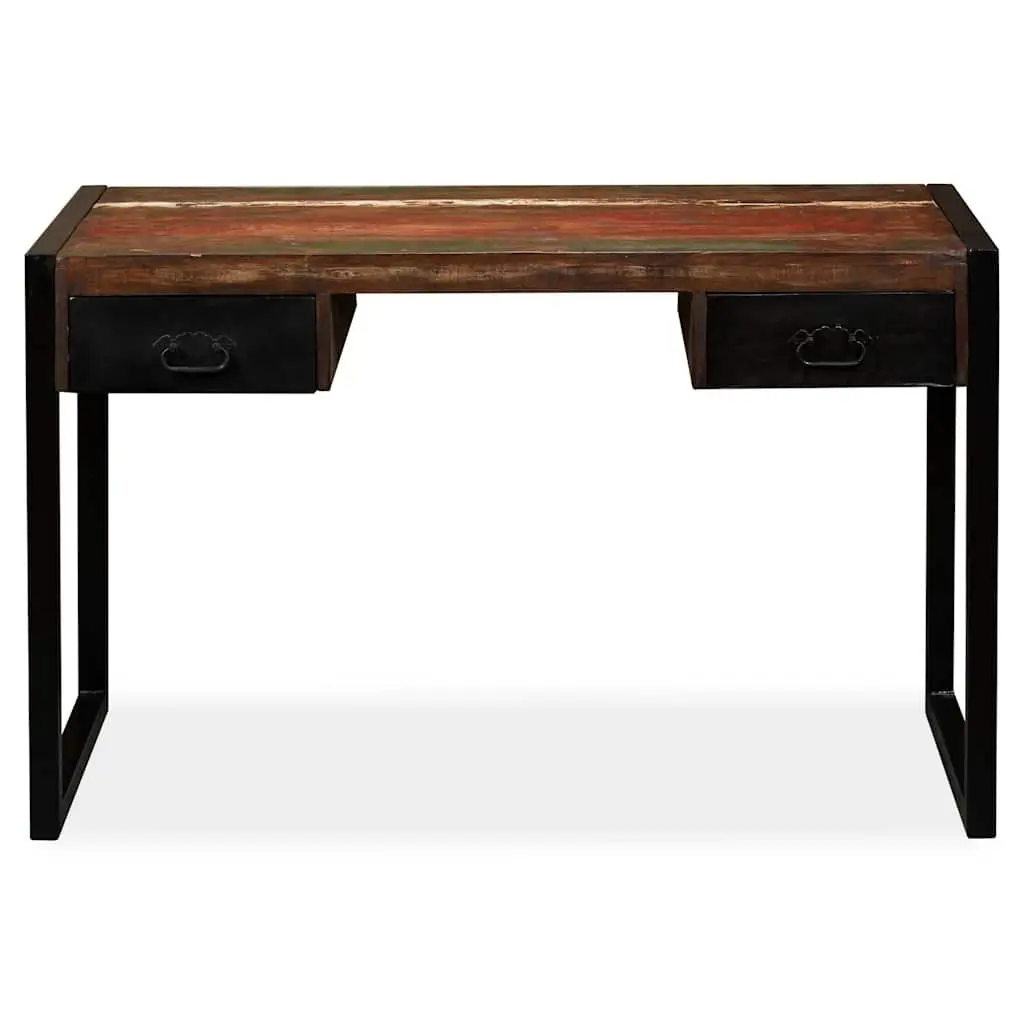 Solid Reclaimed Wood Desk with 2 Drawers for Home Office