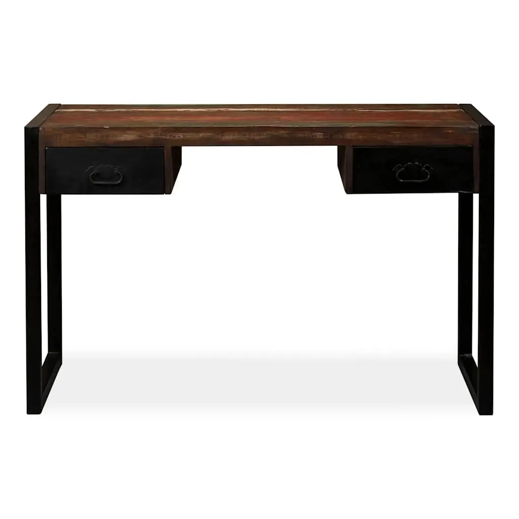 Solid Reclaimed Wood Desk with 2 Drawers for Home Office