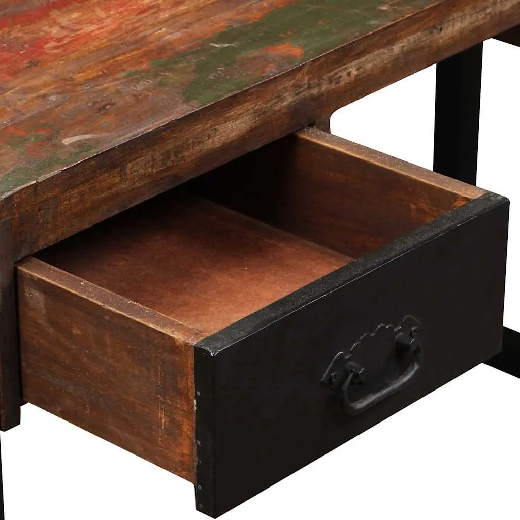 Solid Reclaimed Wood Desk with 2 Drawers for Home Office