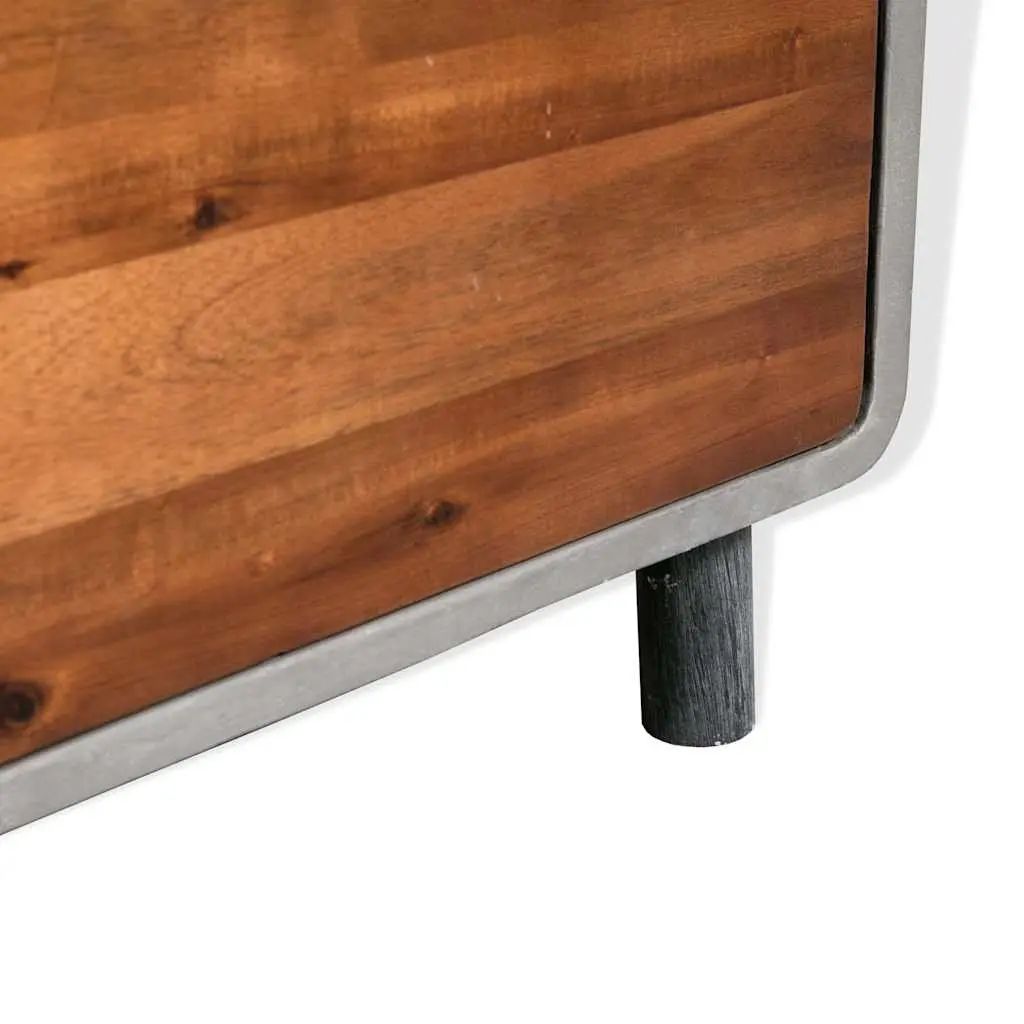 Grey Concrete and Acacia Wood Nightstand