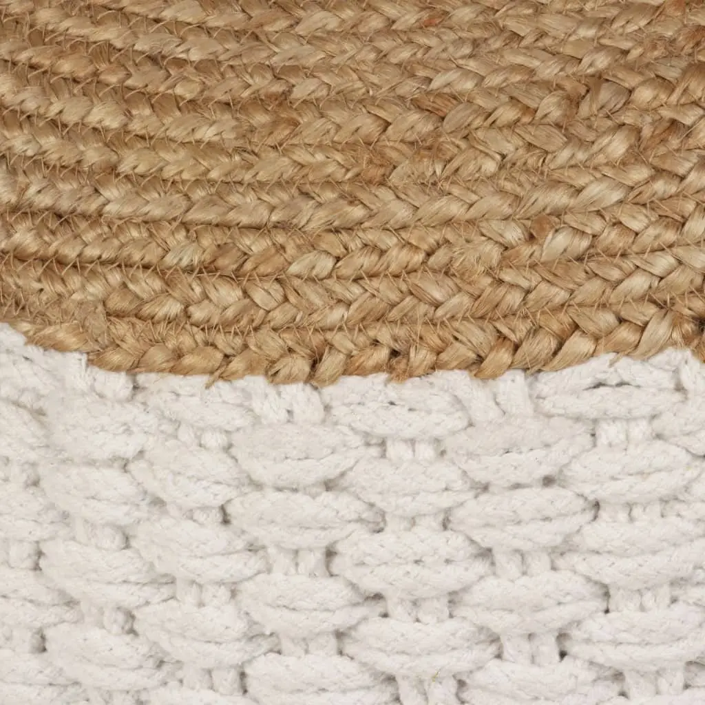 Woven Pouffe Footstool in White 50x35cm