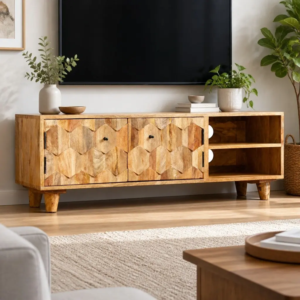 TV Cabinet Lowboard Brown 118x35x40cm Solid Mango Wood