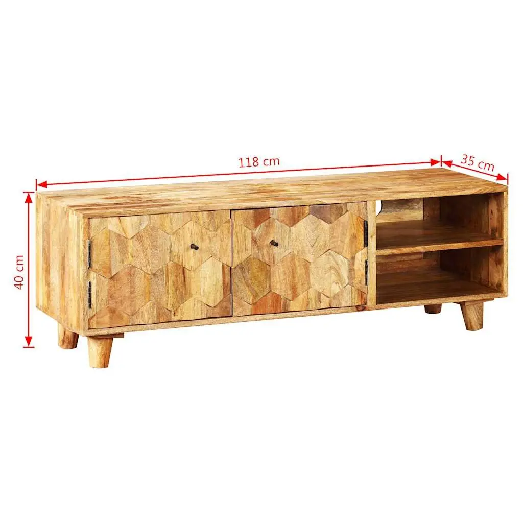 TV Cabinet Lowboard Brown 118x35x40cm Solid Mango Wood
