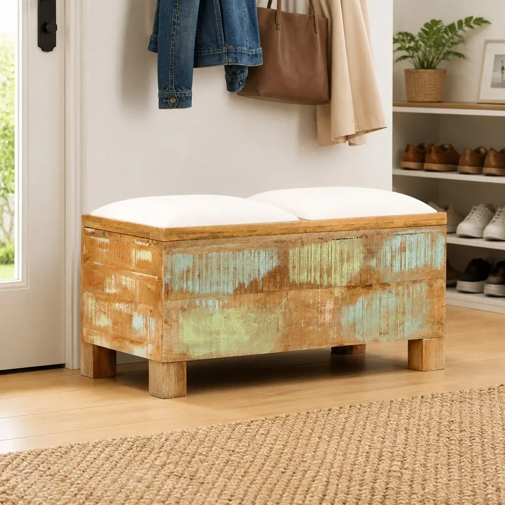 Storage Bench in Solid Reclaimed Wood