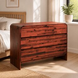 Solid Wood 3 Drawer Chest of Drawers in Brown