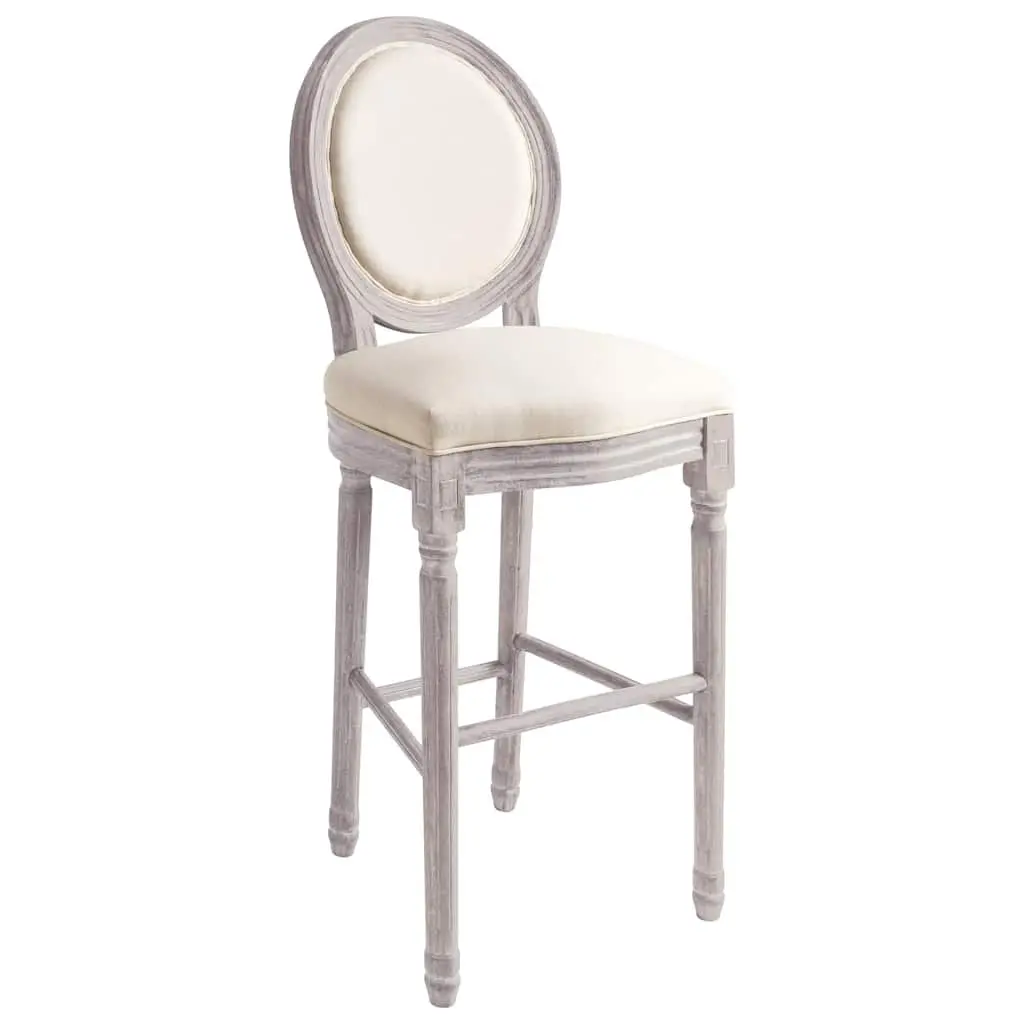 Bar Stools 2pcs White Linen Bar Chairs Vintage Kitchen Dining Seating