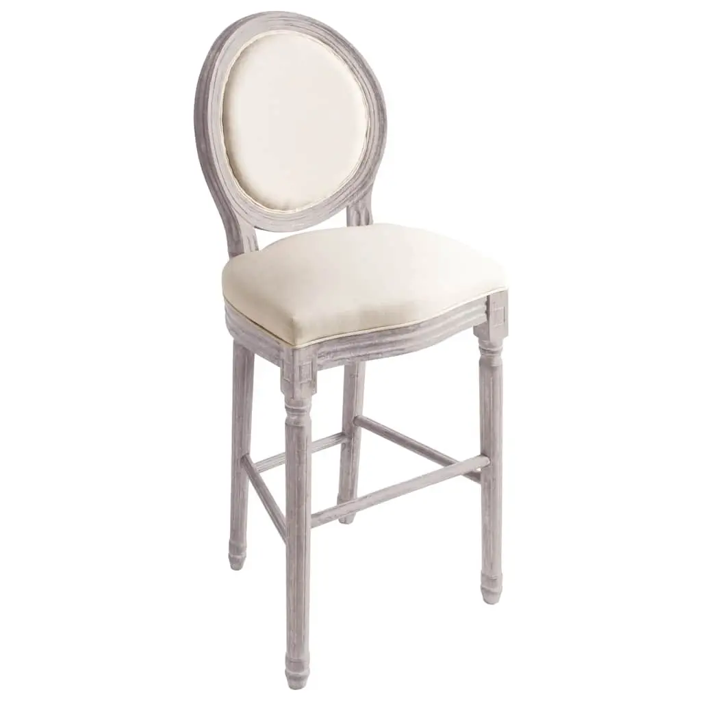 Bar Stools 2pcs White Linen Bar Chairs Vintage Kitchen Dining Seating