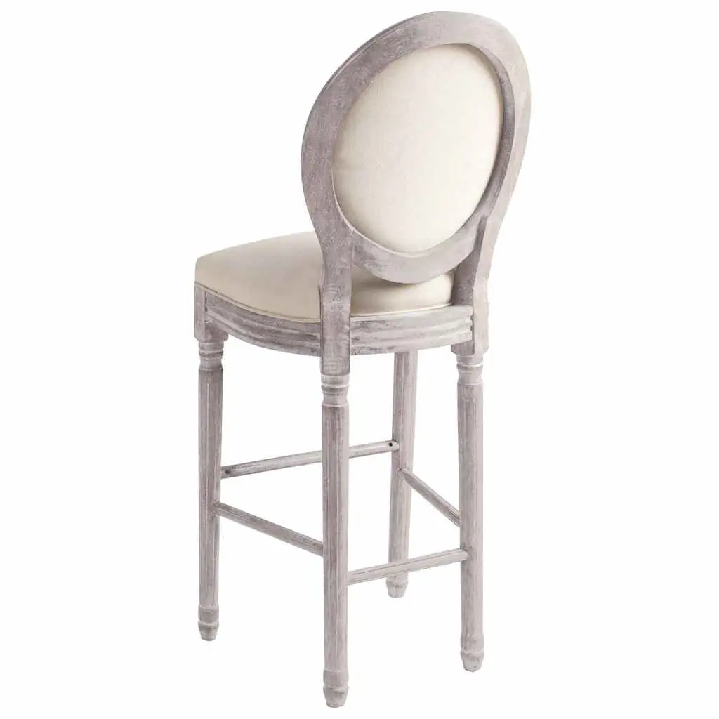 Bar Stools 2pcs White Linen Bar Chairs Vintage Kitchen Dining Seating