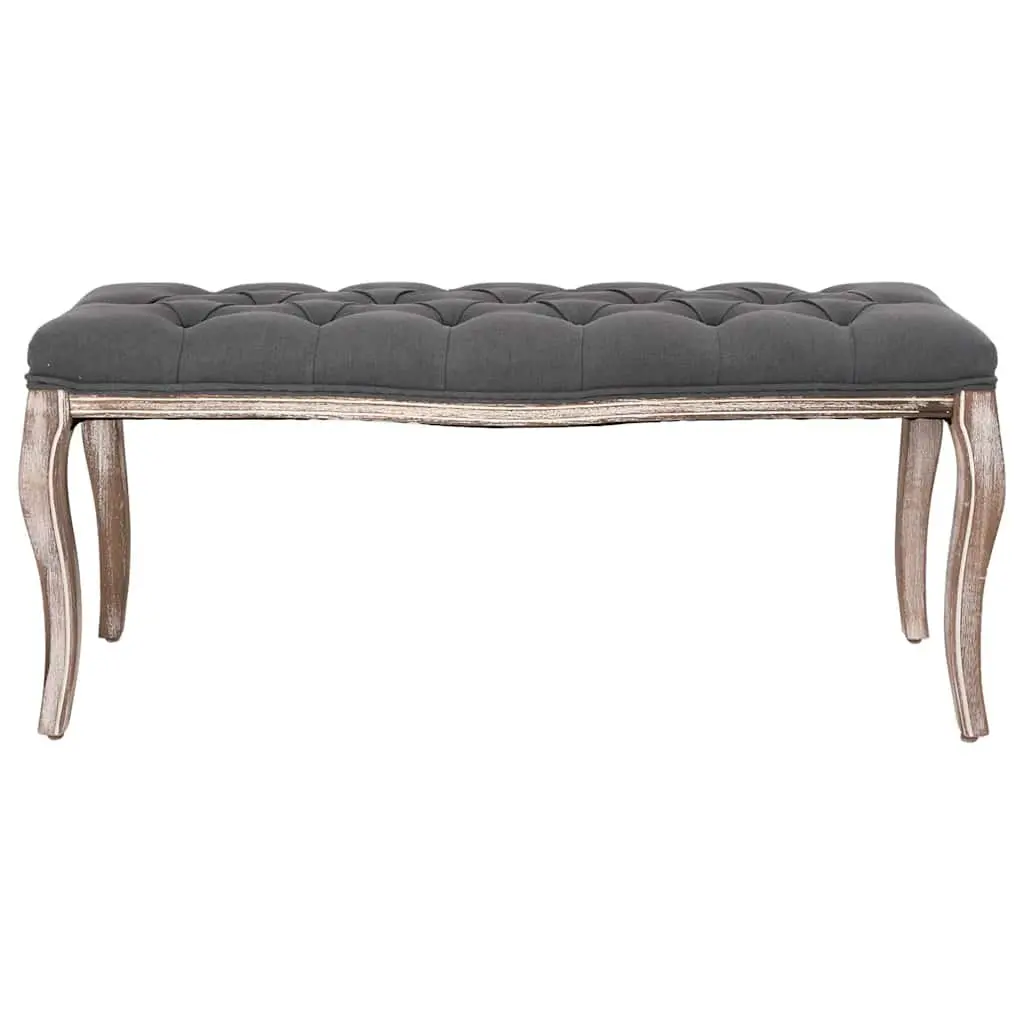 Grey Linen Padded Storage Bench with Solid Wood Frame
