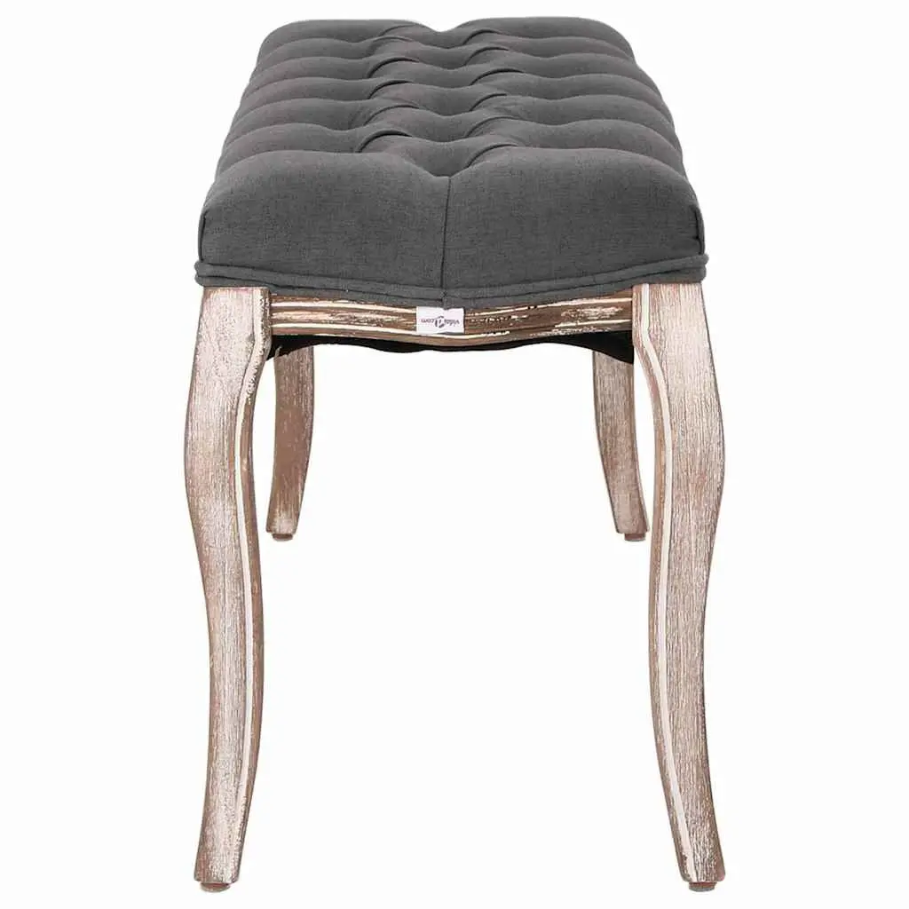 Grey Linen Padded Storage Bench with Solid Wood Frame