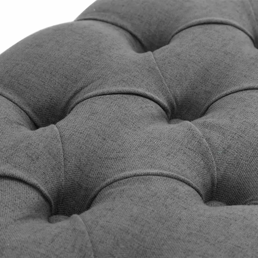 Grey Linen Padded Storage Bench with Solid Wood Frame