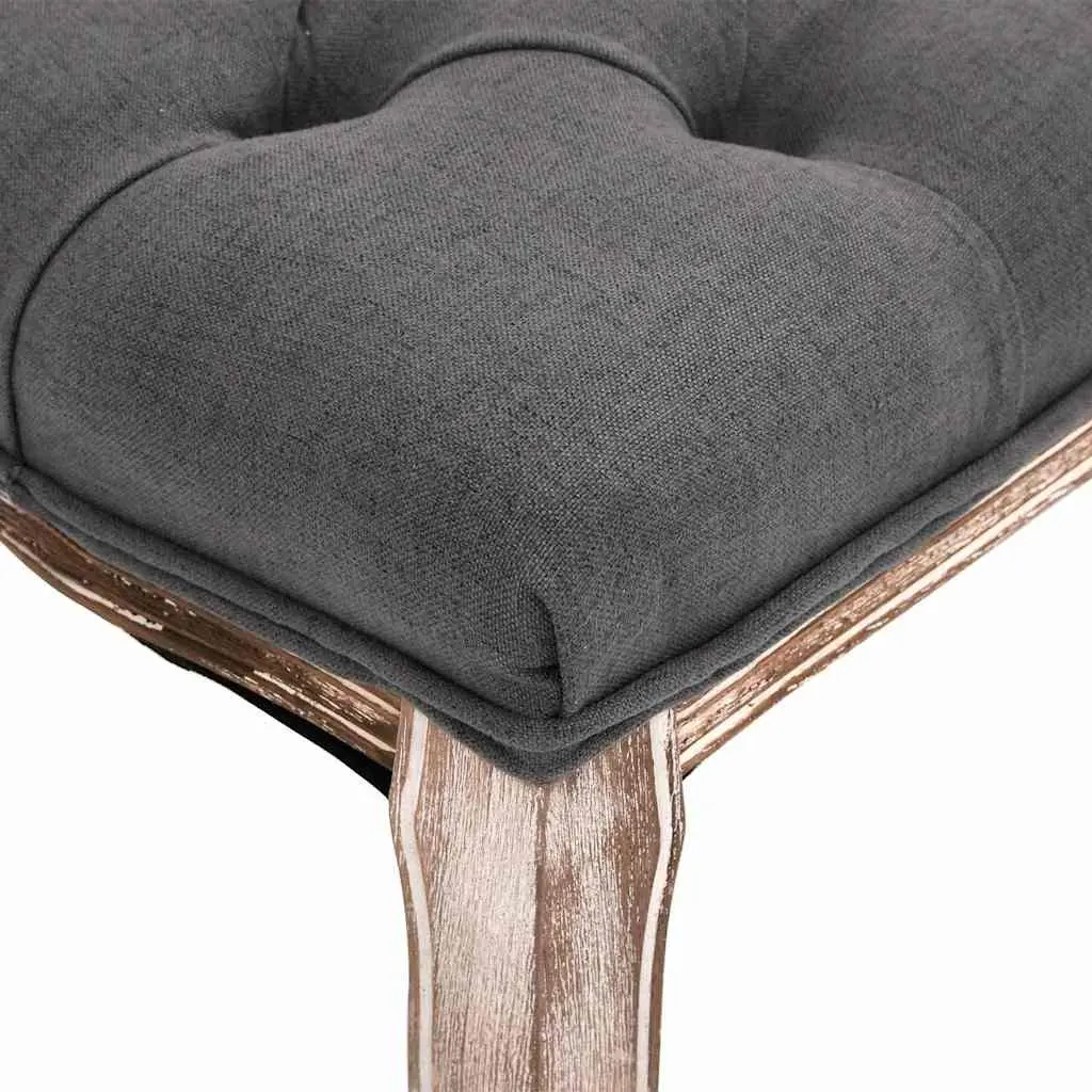 Grey Linen Padded Storage Bench with Solid Wood Frame