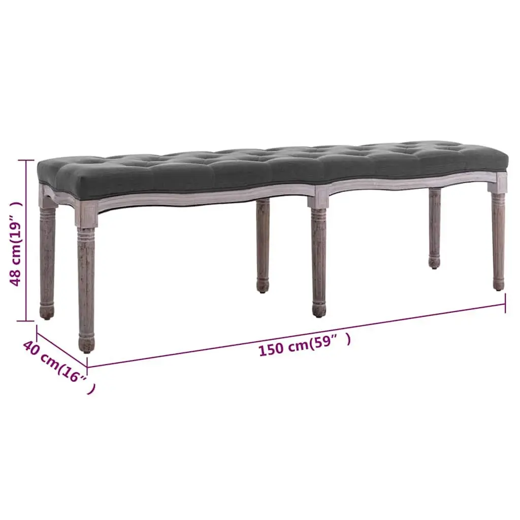 Grey Linen Upholstered Storage Bench for Entryways