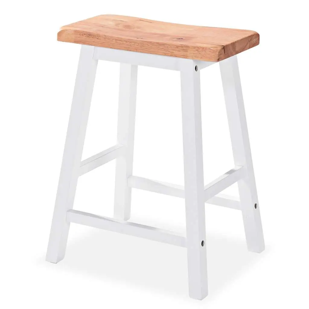 Bar Set White 3 Pieces MDF Rubberwood Kitchen Dining Room Furniture with Storage