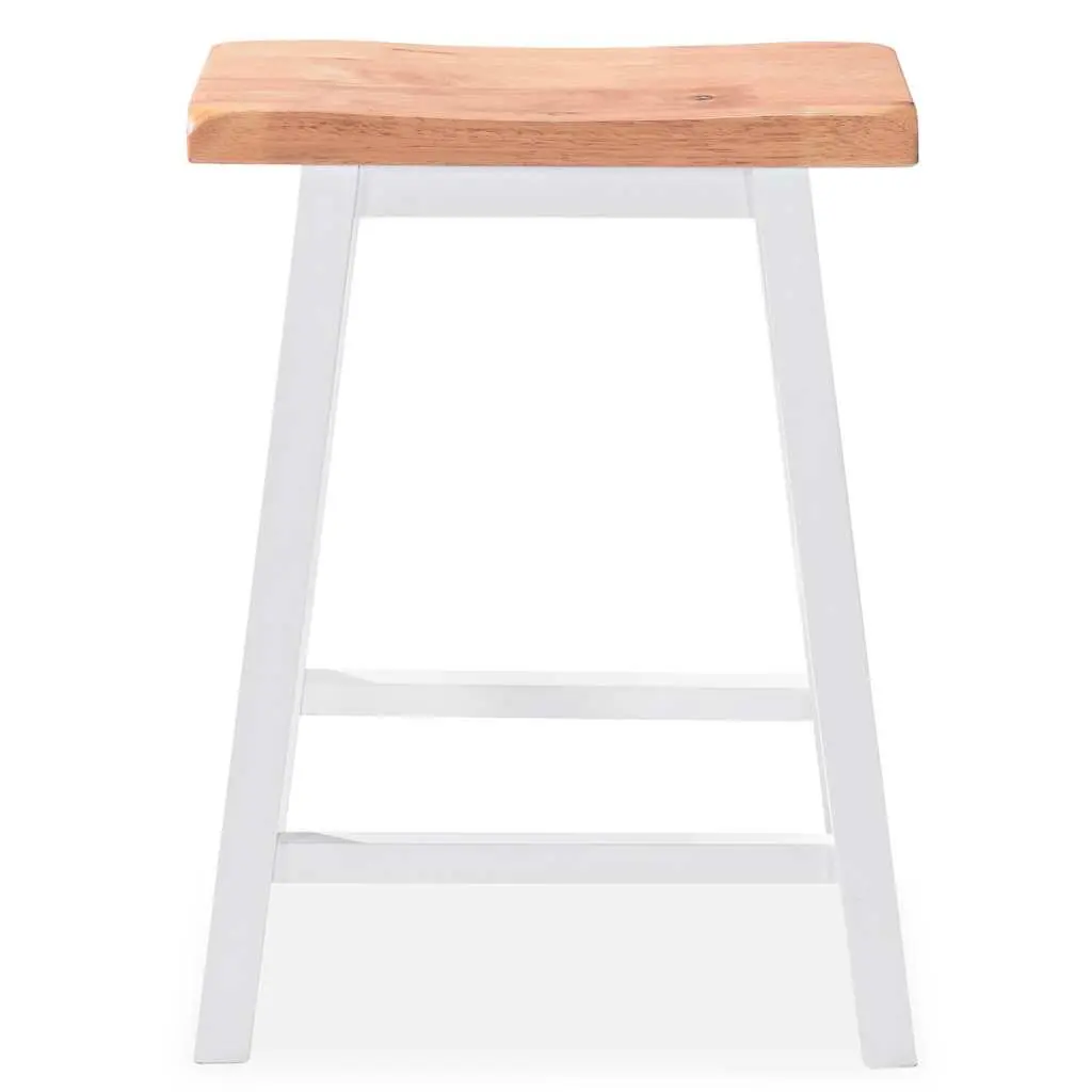 Bar Set White 3 Pieces MDF Rubberwood Kitchen Dining Room Furniture with Storage