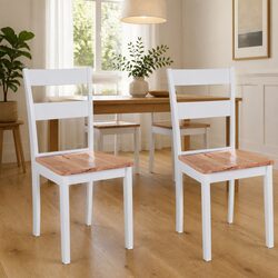 Classic White Rubberwood Dining Chairs Set of 2