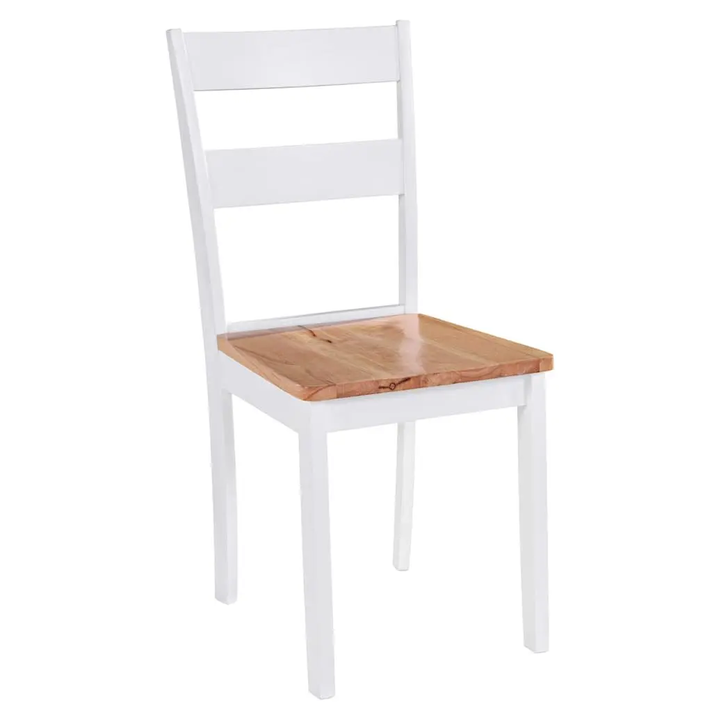 Dining Chairs Classic White Rubberwood 2 Piece Set