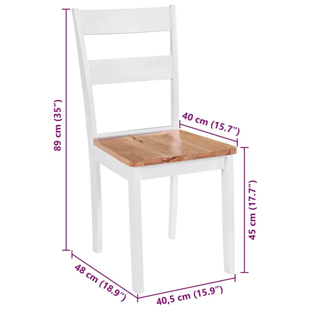 Dining Chairs Classic White Rubberwood 2 Piece Set