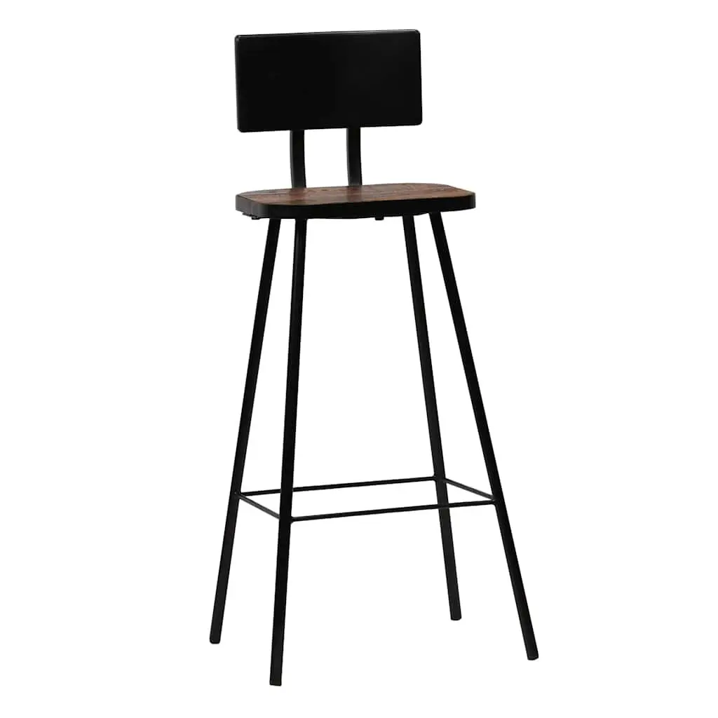 Bar Stools Industrial Antique Style 4 Piece Solid Reclaimed Wood Brown