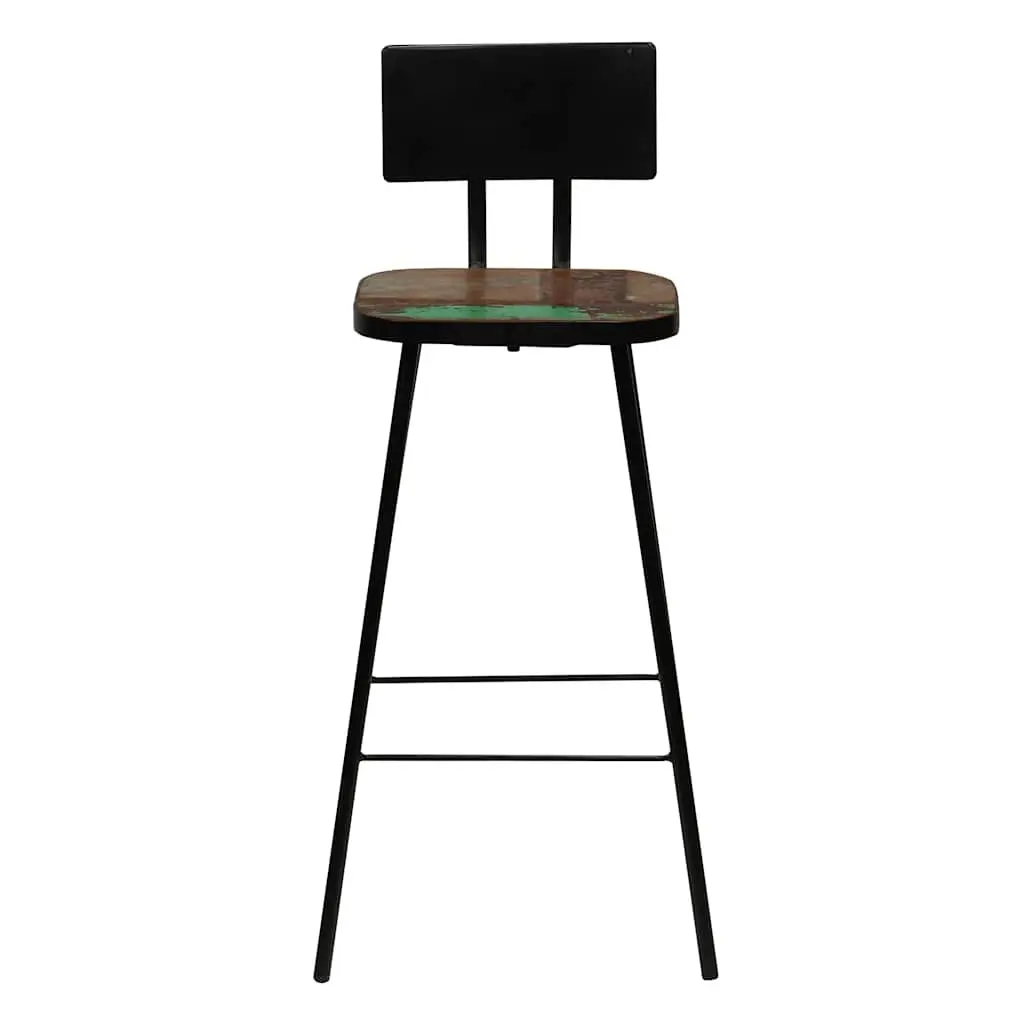 Bar Stools Industrial Antique Style Brown Solid Reclaimed Wood with Steel Frame 2 Piece
