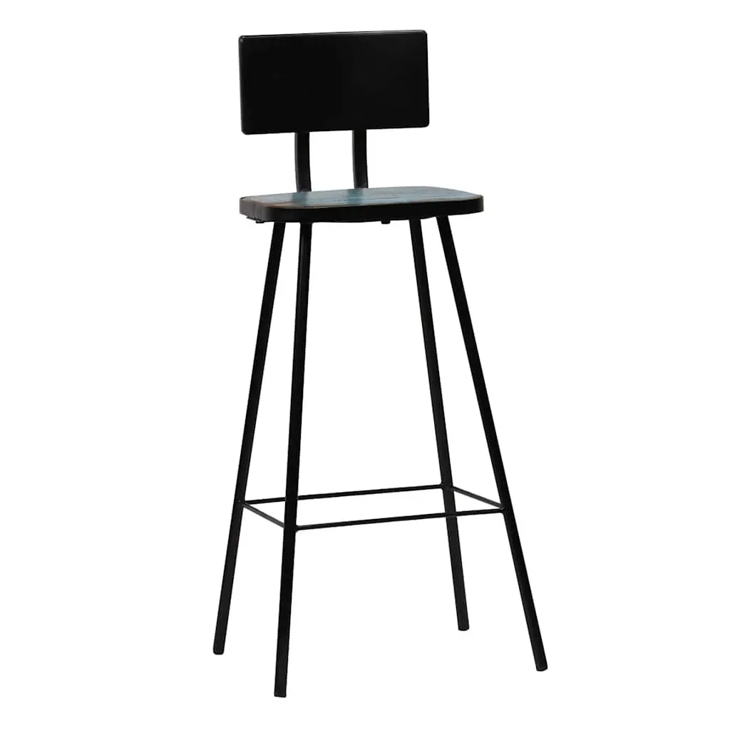 Bar Stools Industrial Antique Style Brown Solid Reclaimed Wood with Steel Frame 2 Piece