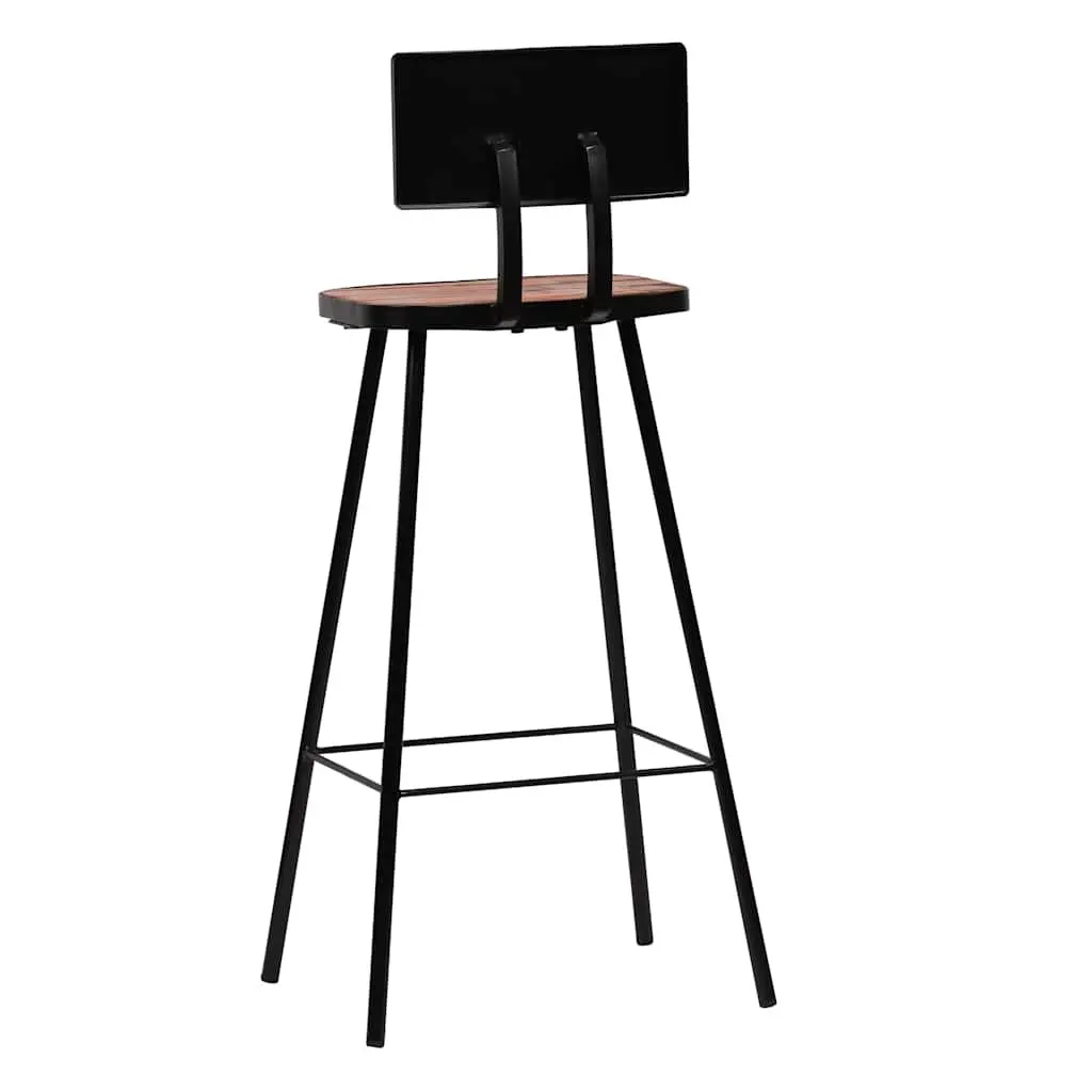 Bar Stools Industrial Antique Style Brown Solid Reclaimed Wood with Steel Frame 2 Piece