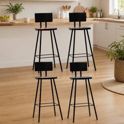 Solid Reclaimed Wood Bar Stools - Set of 4
