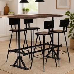 5-Piece Reclaimed Wood Bar Set for Cozy Spaces