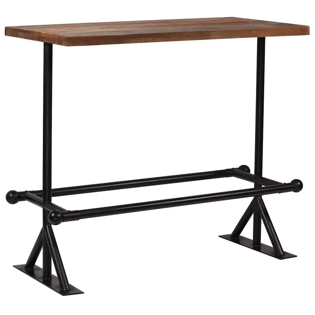 Bar Set Industrial Style 5 Piece Brown Reclaimed Wood Table Chairs