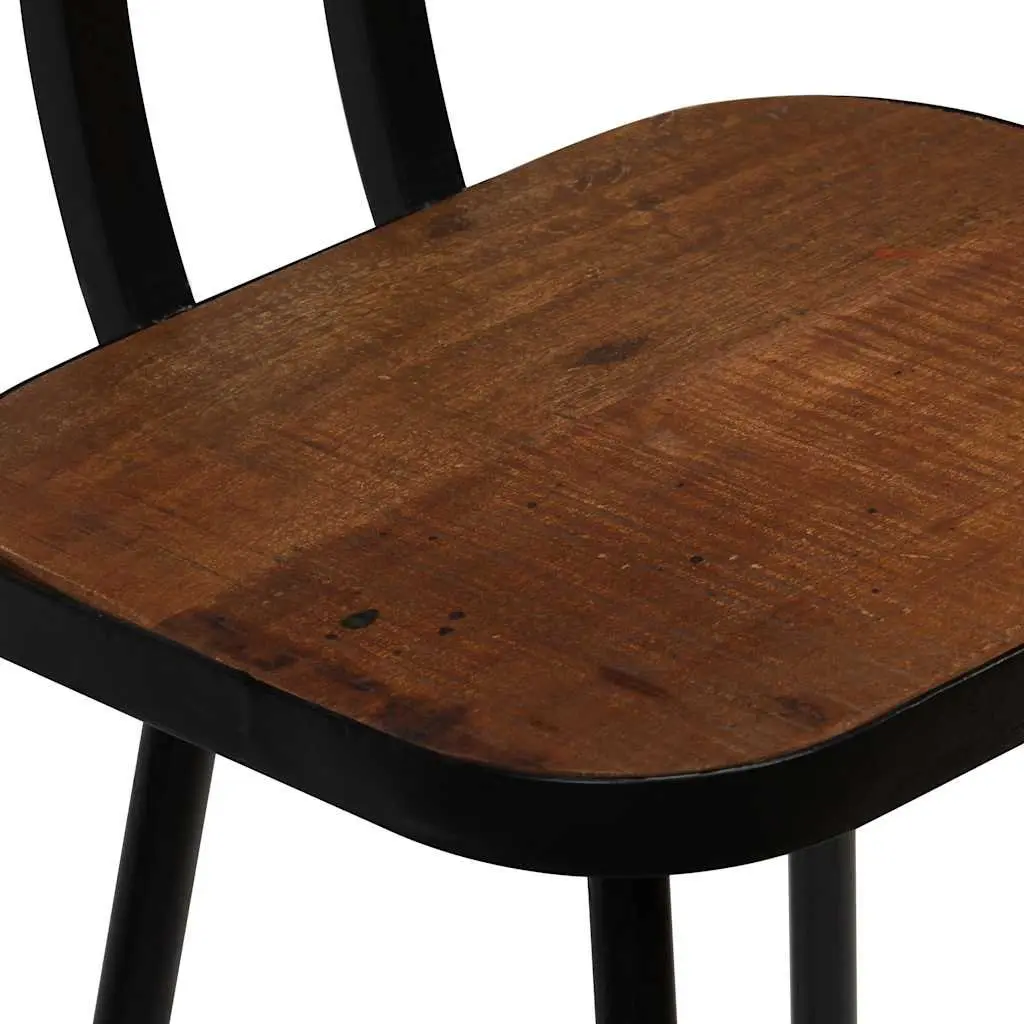 Bar Set Industrial Style 5 Piece Brown Reclaimed Wood Table Chairs