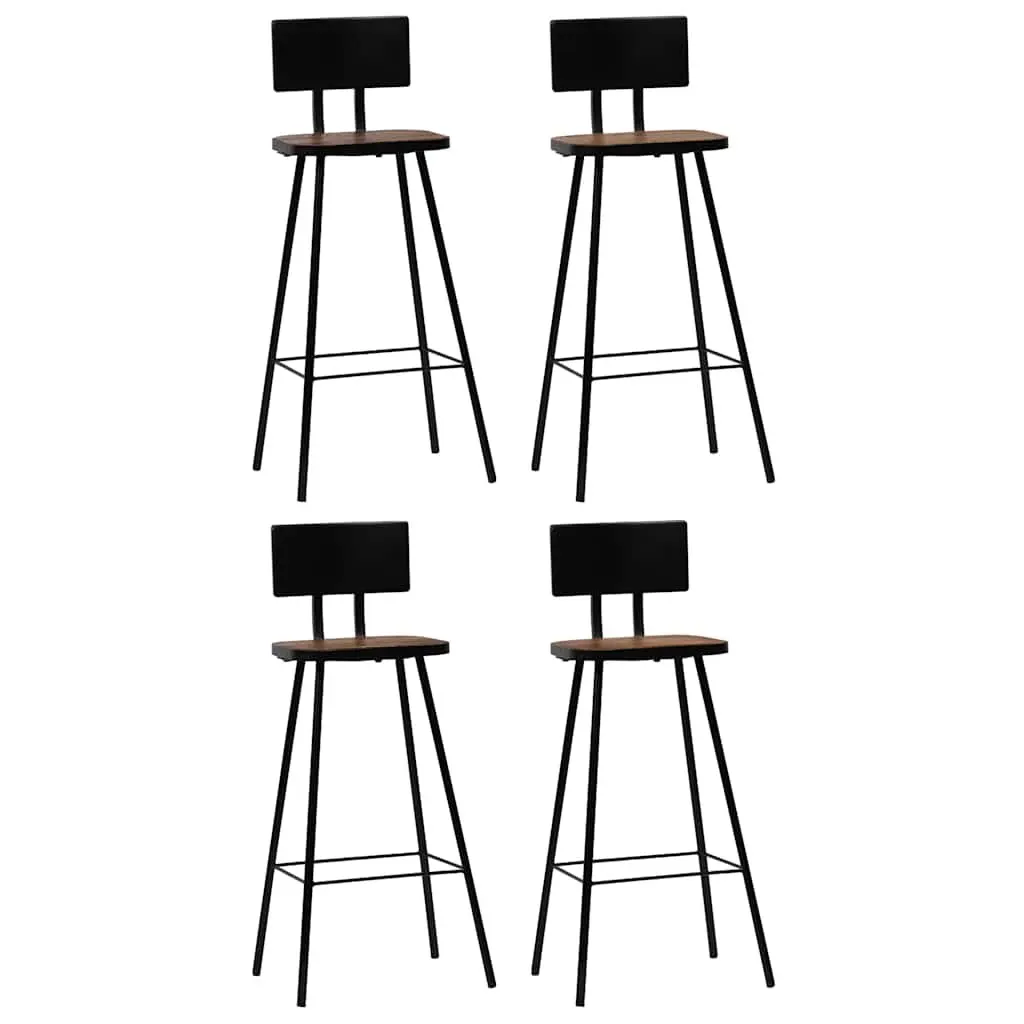 Bar Set Industrial Style 5 Piece Brown Reclaimed Wood Table Chairs