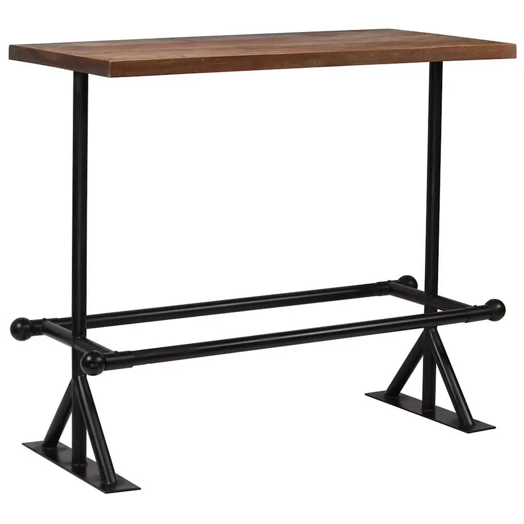 Bar Set Industrial Style 5 Piece Brown Reclaimed Wood Table Chairs