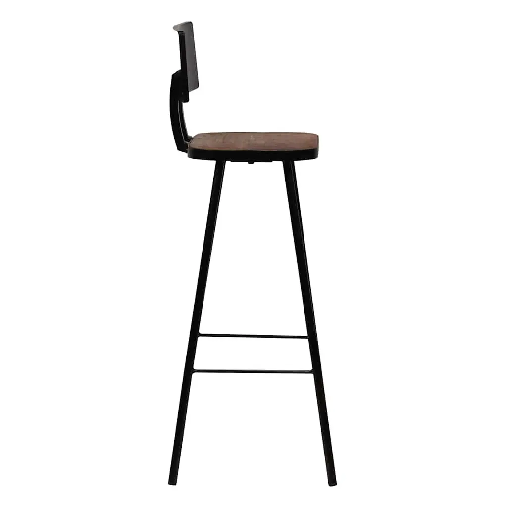 Bar Set Industrial Style 5 Piece Brown Reclaimed Wood Table Chairs