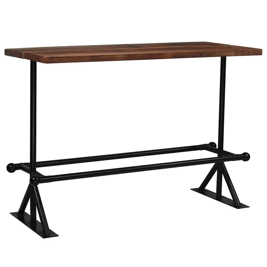 Bar Set Industrial Retro Style 7 Piece Solid Reclaimed Wood Table and Chairs Brown