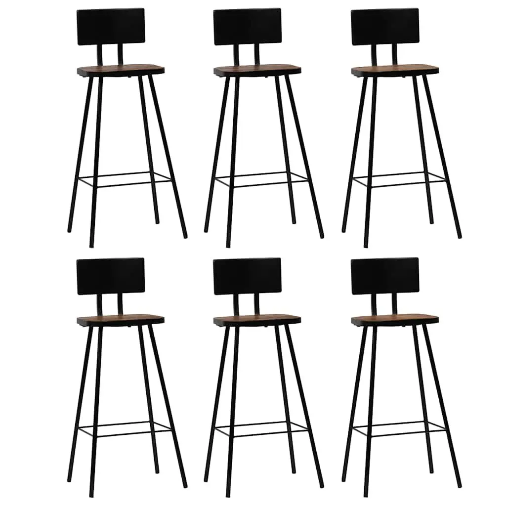 Bar Set Industrial Retro Style 7 Piece Solid Reclaimed Wood Table and Chairs Brown