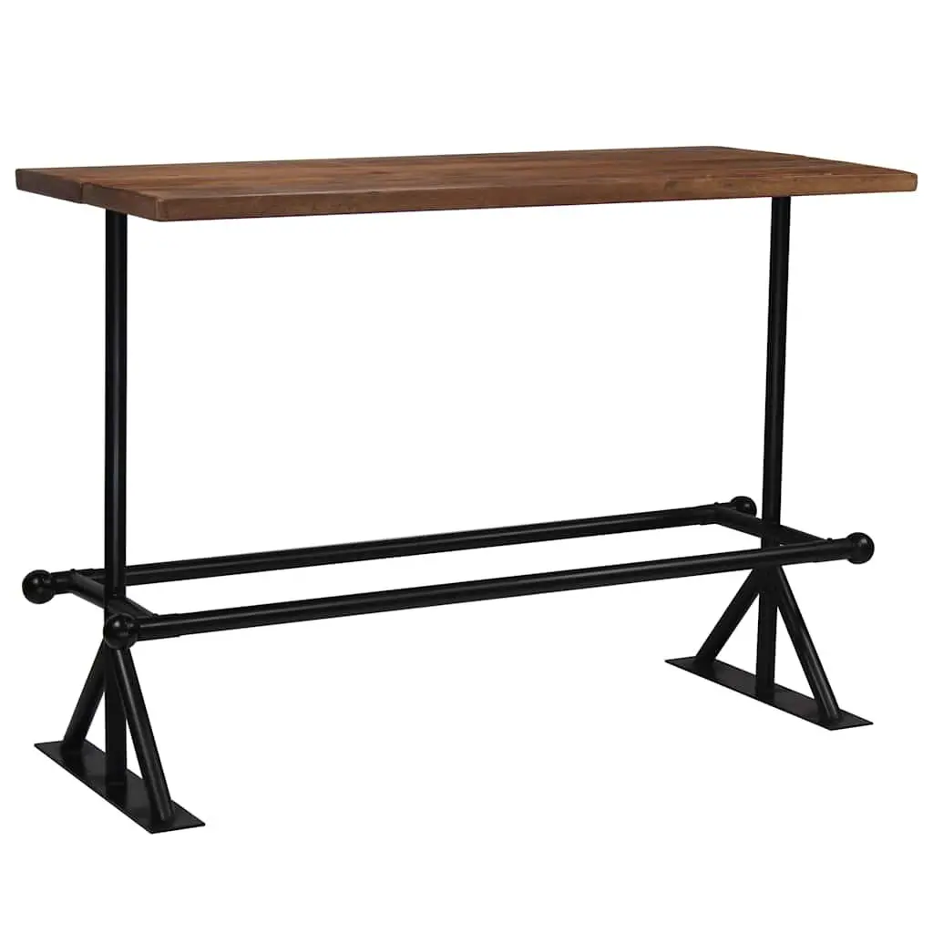 Bar Set Industrial Retro Style 7 Piece Solid Reclaimed Wood Table and Chairs Brown