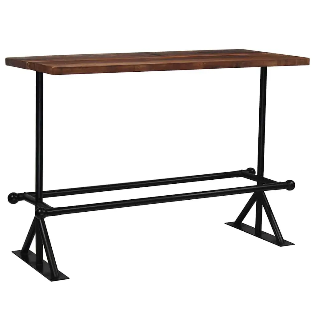 Bar Set Industrial Retro Style 7 Piece Solid Reclaimed Wood Table and Chairs Brown