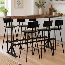 7 Piece Solid Reclaimed Wood Bar Set for Cozy Spaces