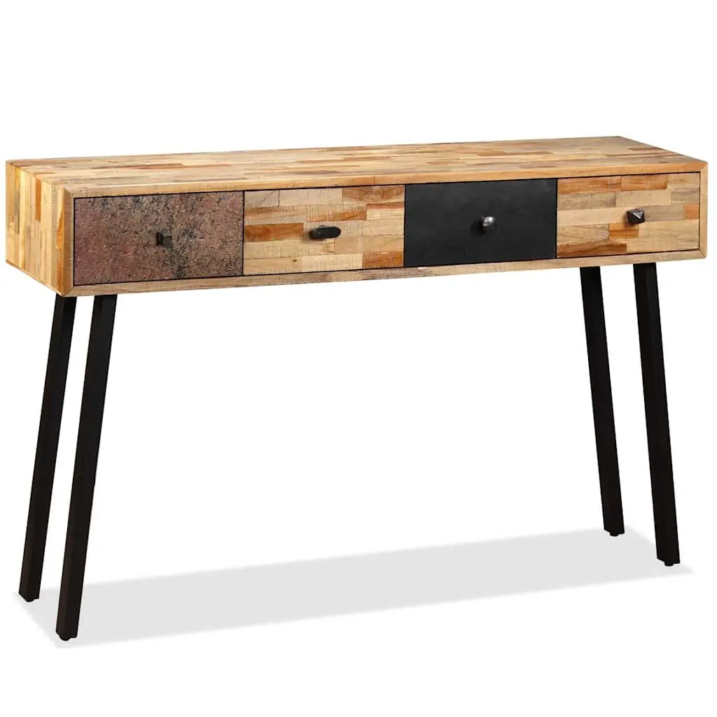 Console Table Vintage 120x30x76cm Solid Reclaimed Teak Accent Side Table with Drawers