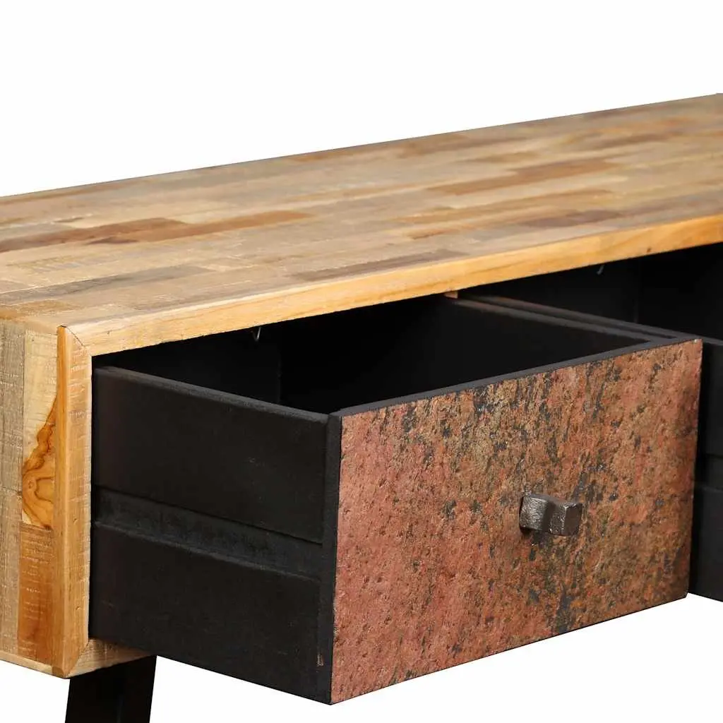 Console Table Vintage 120x30x76cm Solid Reclaimed Teak Accent Side Table with Drawers