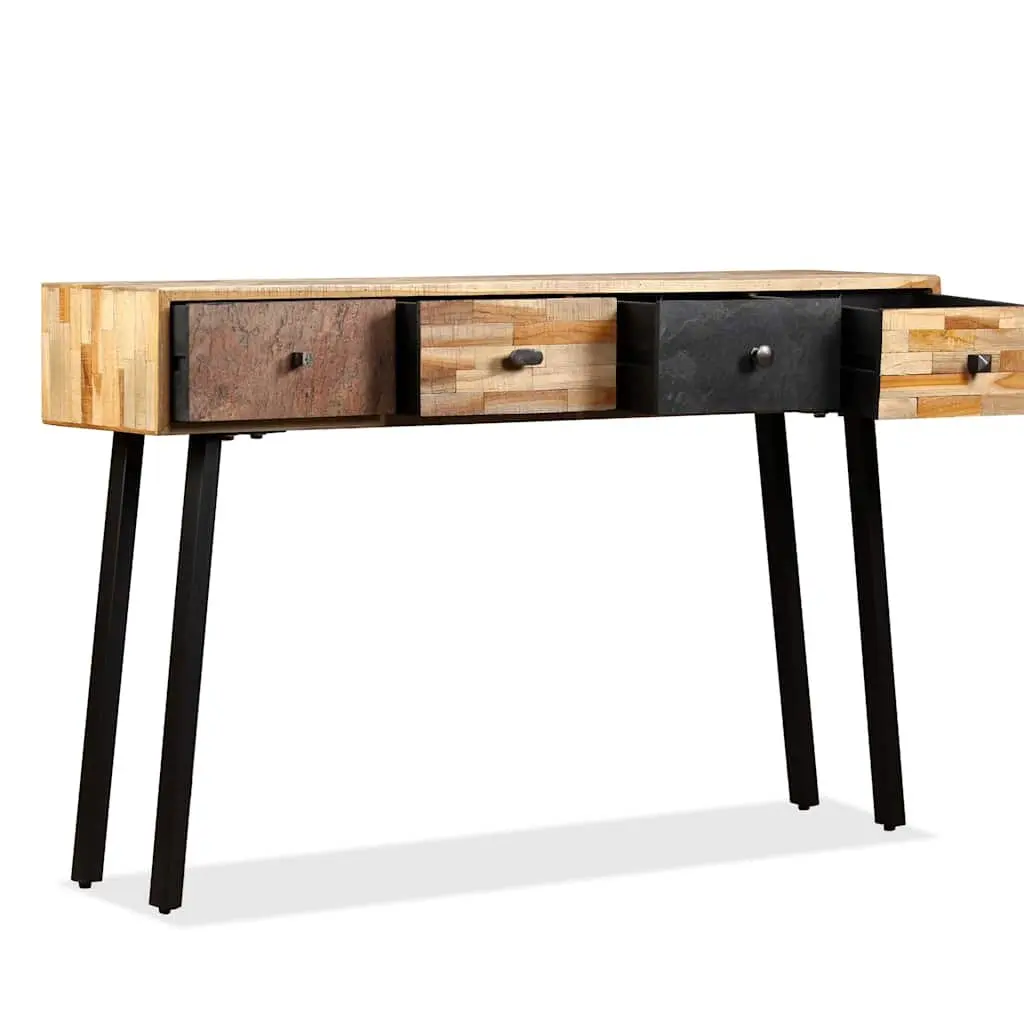 Console Table Vintage 120x30x76cm Solid Reclaimed Teak Accent Side Table with Drawers