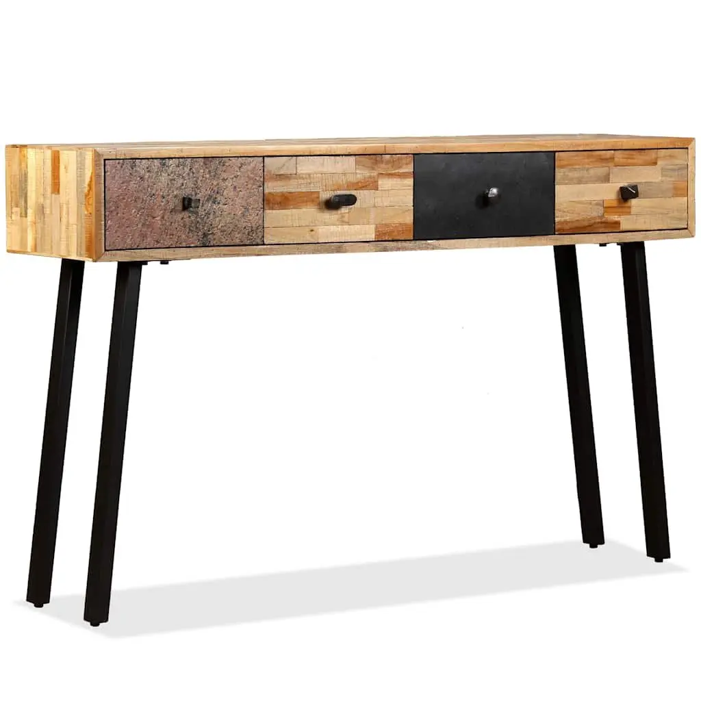 Console Table Vintage 120x30x76cm Solid Reclaimed Teak Accent Side Table with Drawers