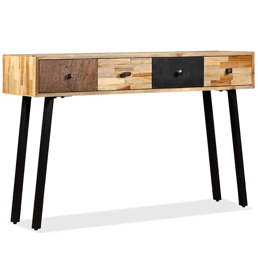 Console Table Vintage 120x30x76cm Solid Reclaimed Teak Accent Side Table with Drawers